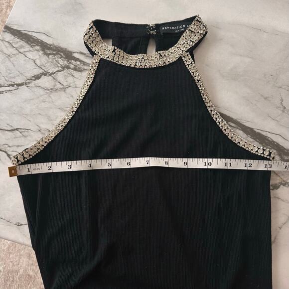 Generation Love Diane Black Sleeveless Razor Back Rhinestone Trim Top XS - Picture 7 of 8